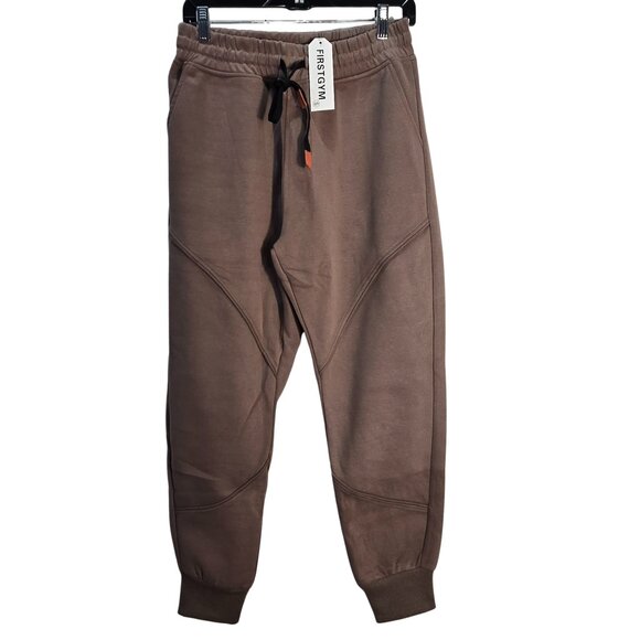 NWT | Men's Brown Jogger Sweatpants Detailed Seams Cuffed | Small - Picture 1 of 5